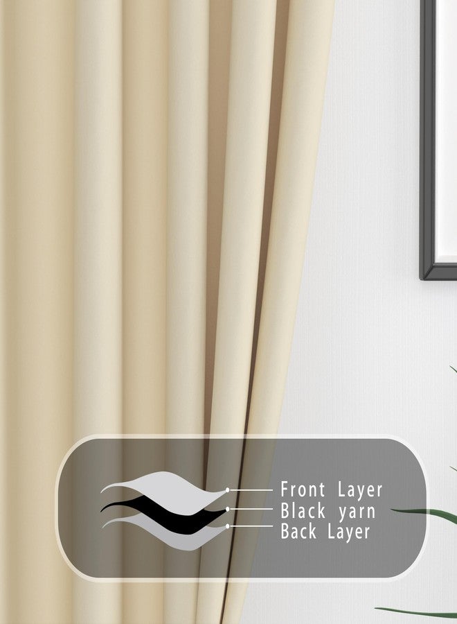 UPOPO Beige Tier Curtains 24 inch Room Darkening Kitchen Window Curtains Over Sink Bathroom Short Mini Curtain Basement Triple Weave Small Cafe Curtains Half Window Treatment Set 2 Panels Rod Pocket Drapes - Image 5